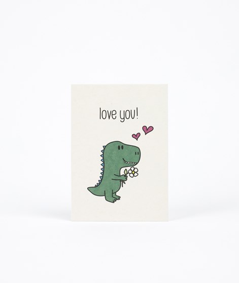 KAUF DICH GLCKLICH Postkarte Dino Love You Wei
