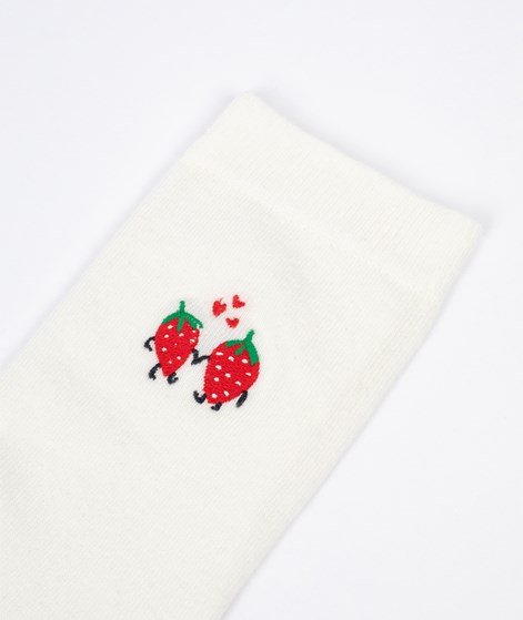 KAUF DICH GLCKLICH Socken Erdbeere (Gr. 36-41) Wei aus Bio-Baumwolle