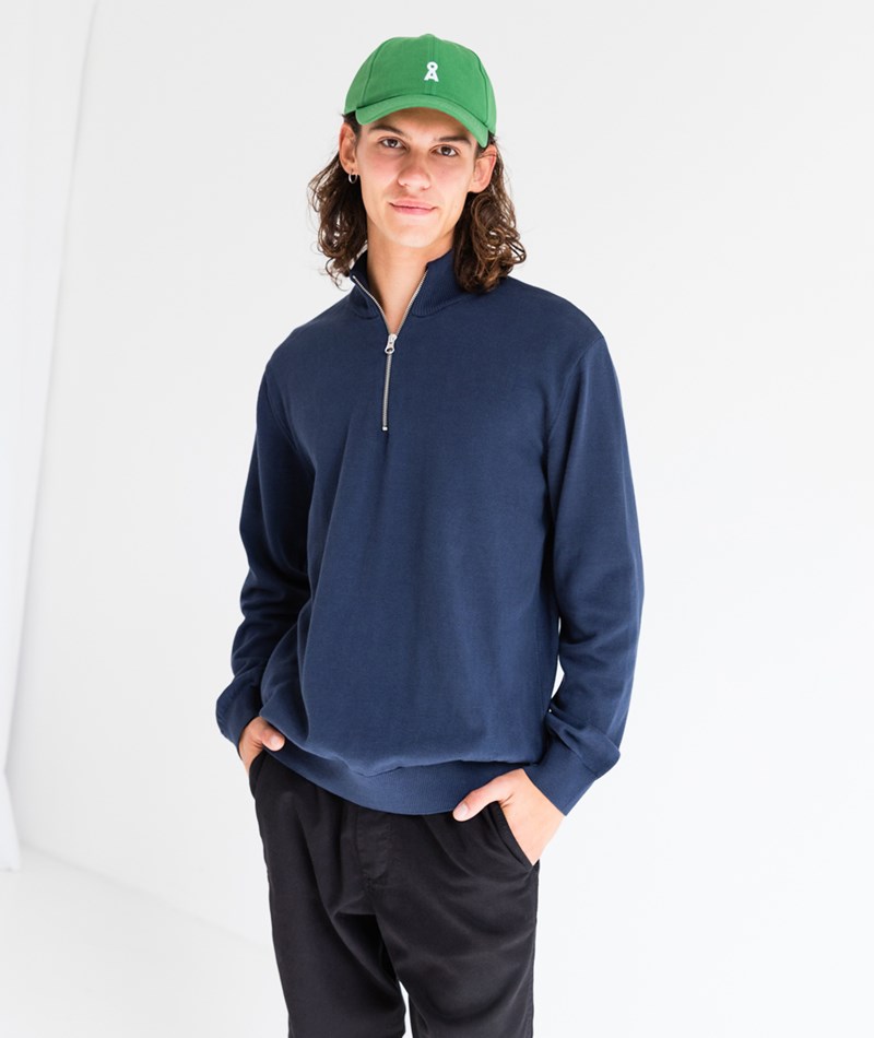 KAUF DICH GLüCKLICH Half-Zip Pullover Dunkelblau