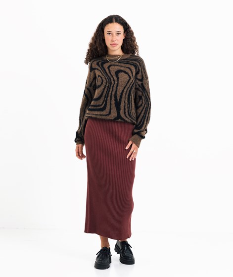 JAN N JUNE Ebba Midi Knit Rock Dunkelrot