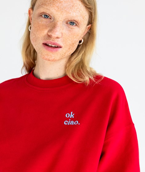 KAUF DICH GLCKLICH Sweater Ok Ciao Rot aus Bio-Baumwolle