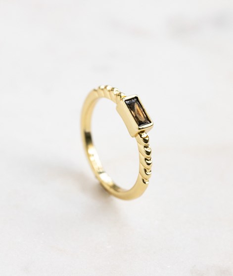 KAUF DICH GLCKLICH Quadratischer Stein Ring Gold