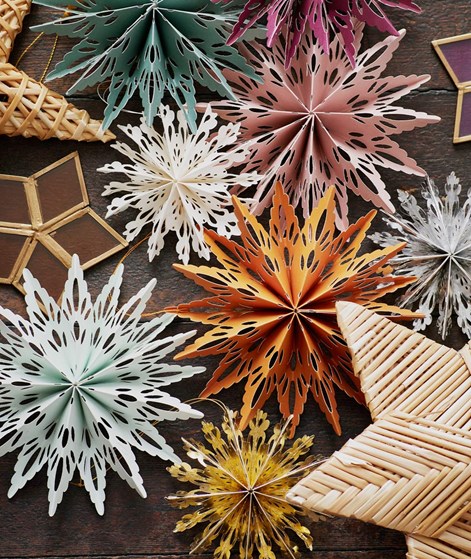 MADAM STOLTZ Papier Snowflake Ornamente (5er-Set) mehrfarbig