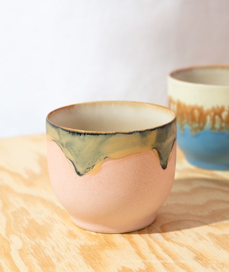 HKLIVING 70s Ceramics: Caf Becher Blossom mehrfarbig