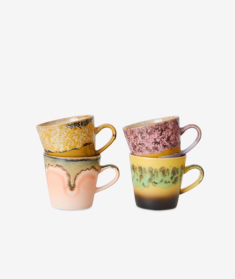 HKLIVING 70s Ceramics: Americano (4er-Set) mehrfarbig