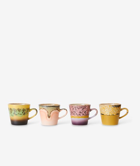 HKLIVING 70s Ceramics: Americano (4er-Set) mehrfarbig