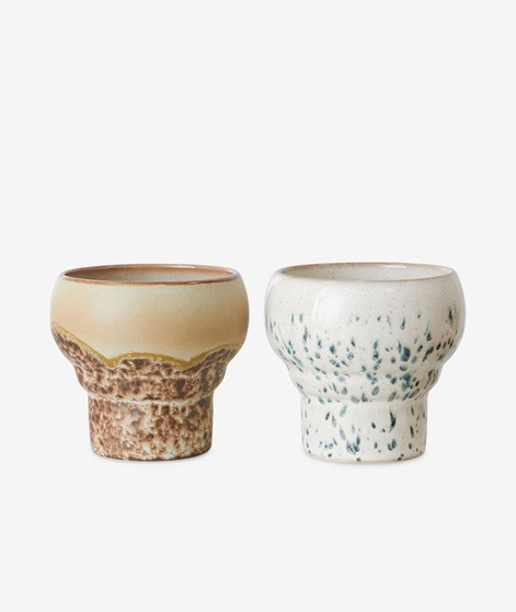 HKLIVING 70s Ceramics: Lungo Becher Coral (2er-Set) mehrfarbig