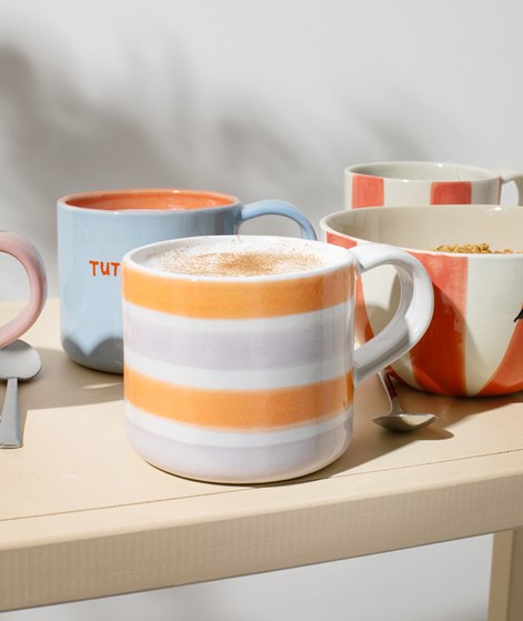 KAUF DICH GLCKLICH Mug Orange Lila