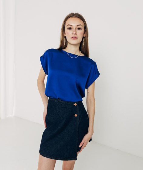 VILA VIEllette S/S Satin T-Shirt Blau